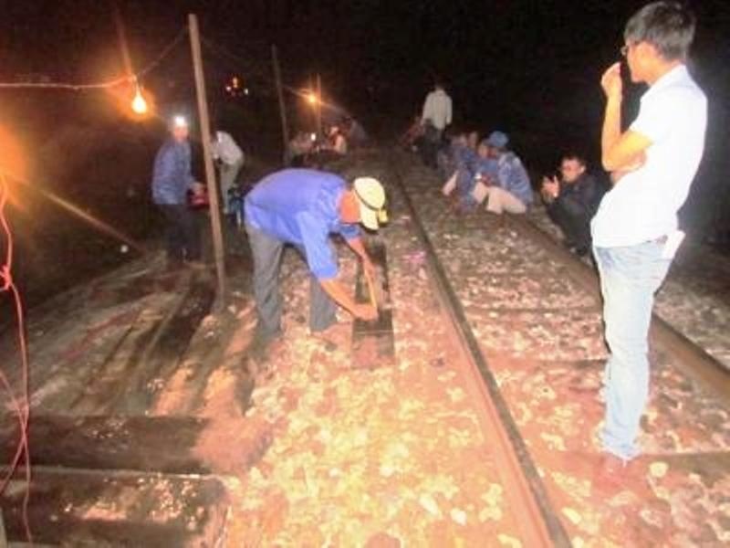 Tàu hàng lật bánh đường ray, đường sắt tê liệt ảnh 2 Tau hang lat banh duong ray, duong sat te liet anh 2