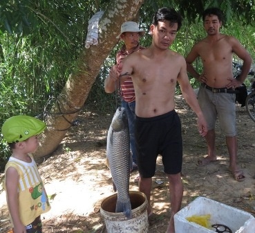 Nguoi dan dieu dung vi ca long chet trang song Bo hinh anh