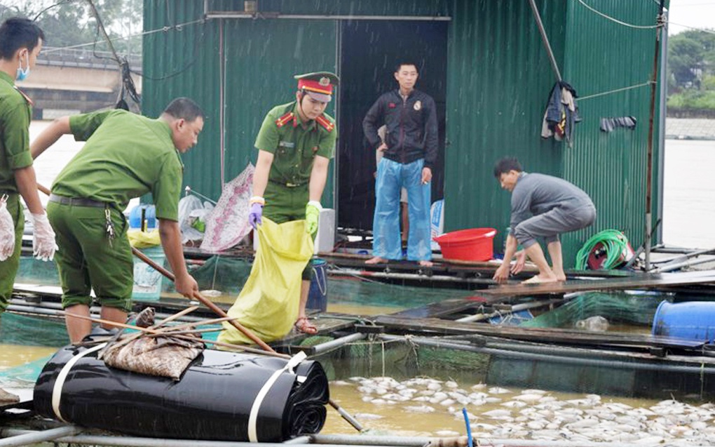 Cong an giup dan thu gom ca chet anh 1