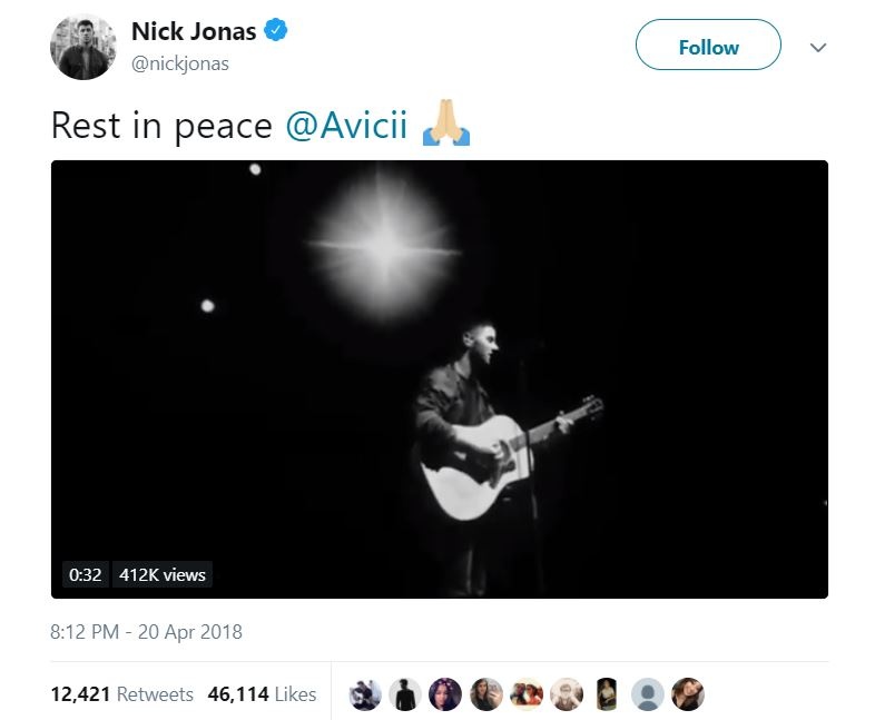 Nick Jonas tuong nho Avicii anh 1