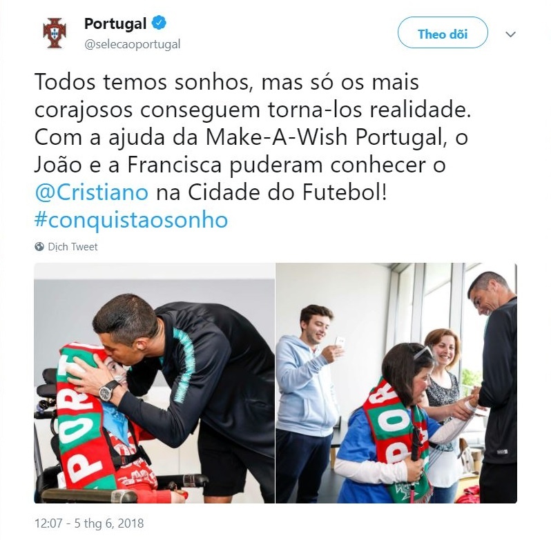 Cristiano Ronaldo biến giấc mơ của 2 trẻ khuyết tật thành sự thật ảnh 1 Cristiano Ronaldo bien giac mo cua 2 tre khuyet tat thanh su that anh 1