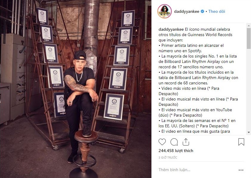 Daddy Yankee nhận kỷ lục Guinness ảnh 1 Daddy Yankee nhan ky luc Guinness anh 1