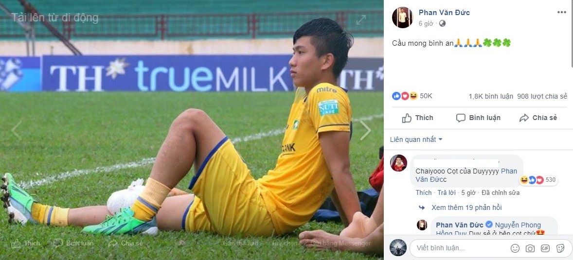 Phan Van Duc chan thuong vi va cham dong doi o buoi tap anh 1