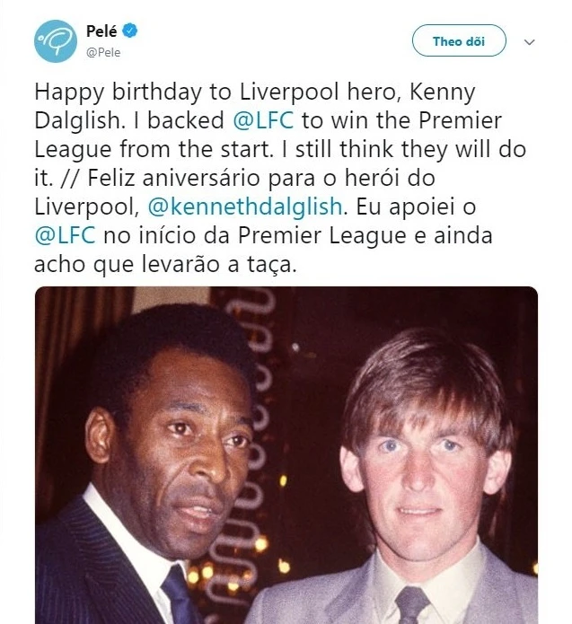 Huyen thoai Pele ung ho Liverpool vo dich Premier League anh 1