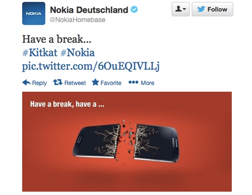 Nokia tung anh doa be gay dien thoai Samsung hinh anh