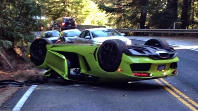 Lamborghini Aventador nga 'chong vo' tai California hinh anh