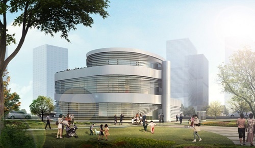 Can canh trung tam mua sam hinh dang doc dao tai Bac Kinh hinh anh