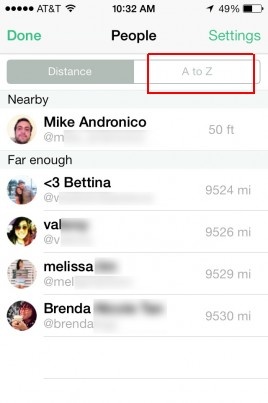 7. Chọn “A to Z” để hiển thị mọi liên lạc.
