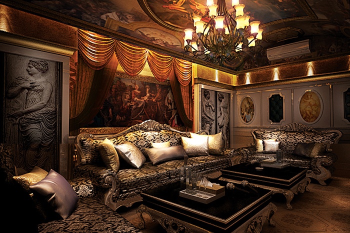 Một phòng Vip khác được thiết kế mô phỏng theo căn phòng của một tòa lâu đài nguy nga lộng lẫy.