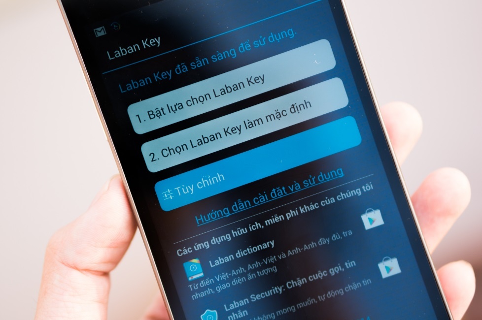 Giao diện thiết lập mặc định của Laban Key.