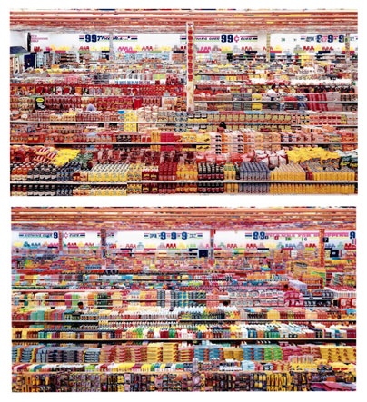 5. Bức ảnh “99 Cent II Diptychon” (2001) – $3,346,456. Nhiếp ảnh gia Andreas Gursky chụp bức ảnh gồm hai phần mô tả công việc trang trí nội thất của một siêu thị với nhiều gian hàng khiến cho bức ảnh trở nên đầy màu sắc. Bức ảnh còn có tên gọi khác là 