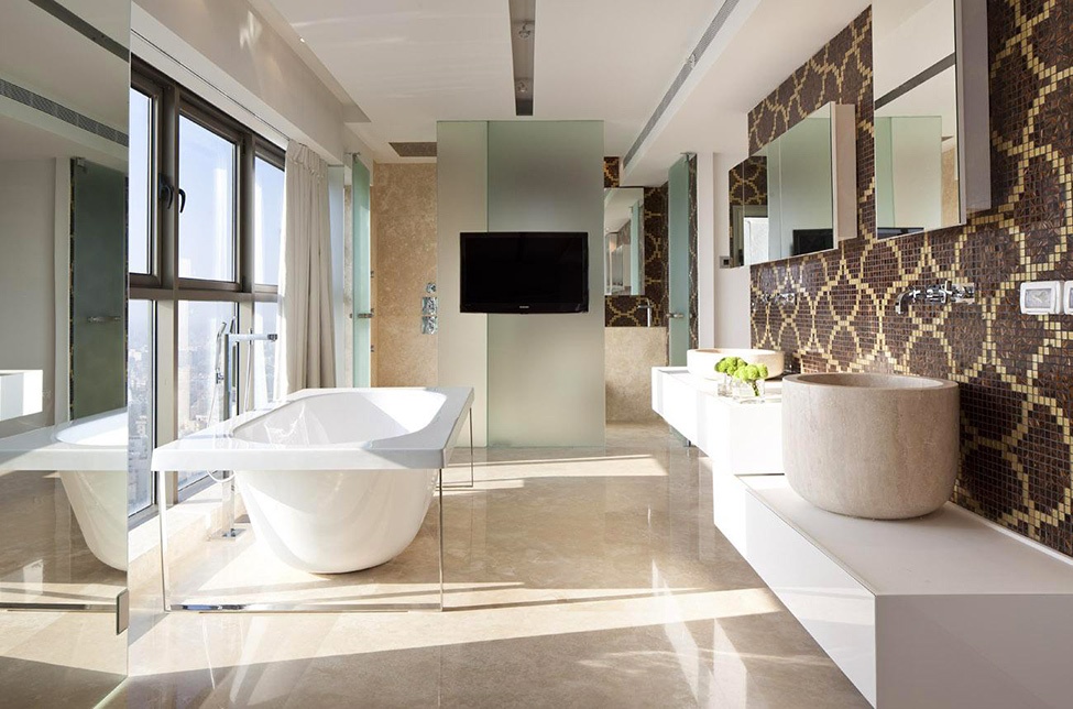 Đá cẩm thạch được sử dụng trong phòng tắm hoa lệ