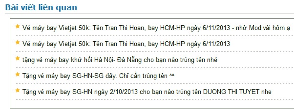 Trên một diễn đàn việc tặng vé máy ra giá rẻ miễn phí rất nhiều.