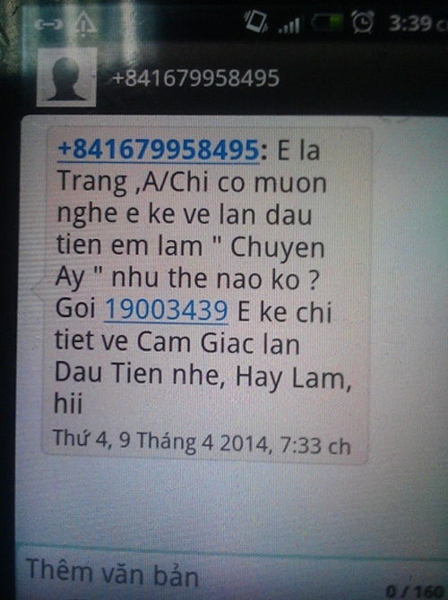 Một tin nhắn gợi sex lừa đảo “câu tiền” .