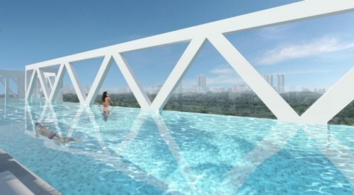 Can canh thap doi duoc noi boi be boi giua lung chung troi hinh anh