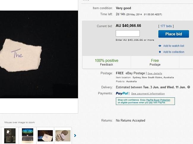 Mức giá cao nhất tính tới thời điểm 26/5 được trả cho mẩu giấy lạ là hơn 40.000 AUD (hơn 788 triệu đồng). 