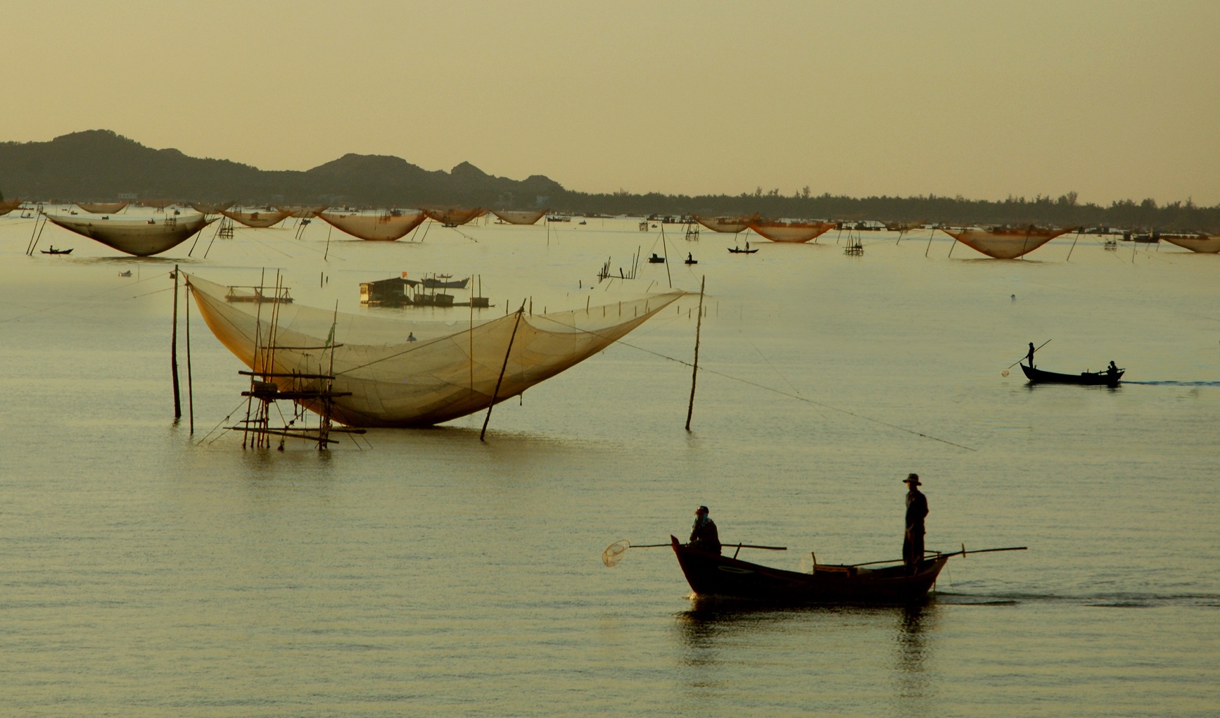 Những chiếc thuyền vội vã trở về sau một đêm ra khơi.