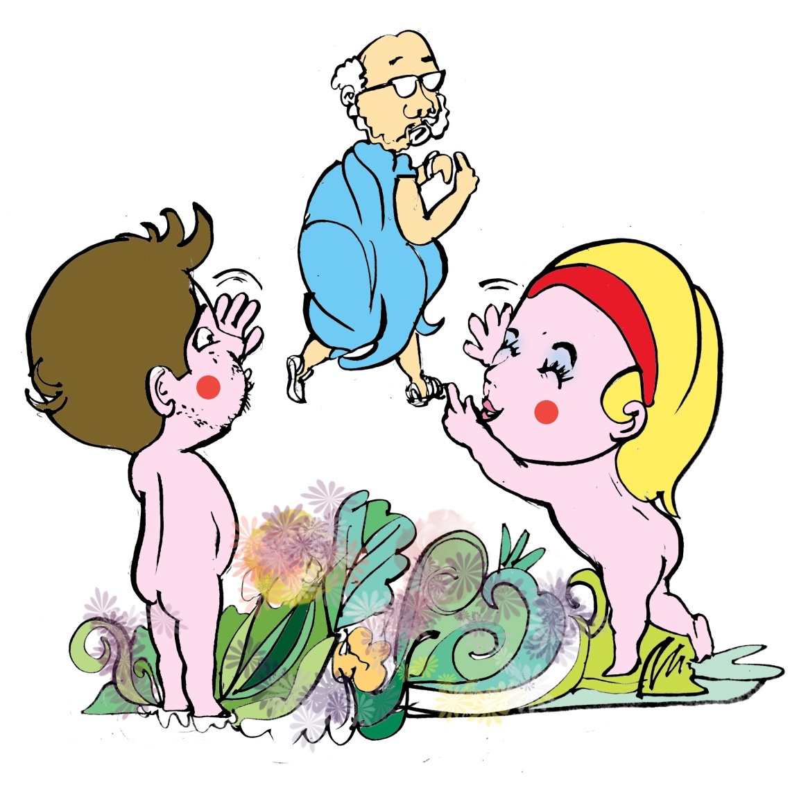 Một hôm có việc phải rời đi, Chúa dặn Adam và Eva ở lại chăm sóc khu vườn, nhất là cây táo giữa vườn, tuyệt đối không được ăn như một sự thử thách hai tạo vật của mình. 