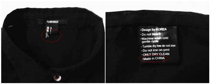 Thậm chí, nhiều chiếc áo bị khoét mác rất tinh vi. 