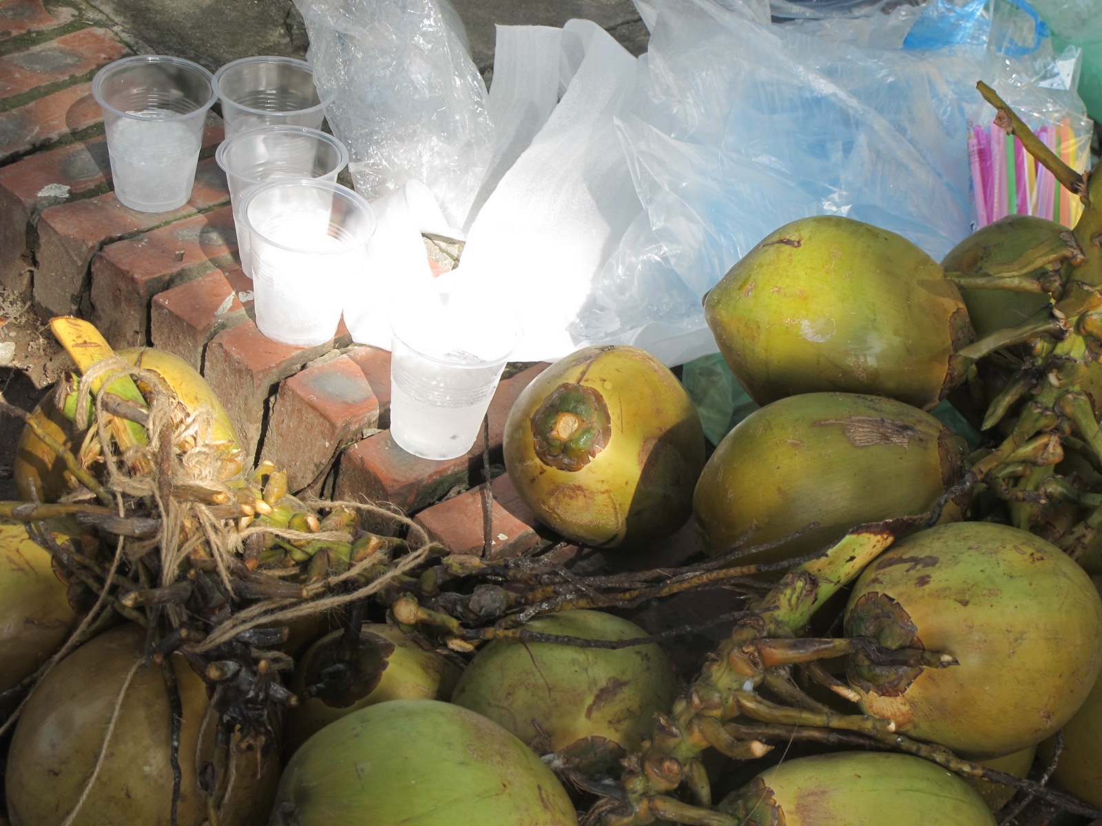 Nuoc dua di dong 5.000 dong/coc dat khach mua thi hinh anh