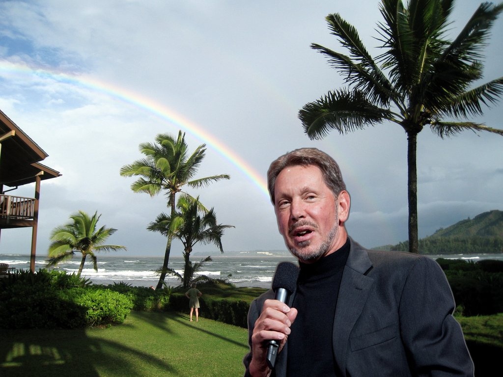 Larry Ellison, giám đốc điều hành của Oracle được mệnh danh là ông hoàng của những món đồ chơi xa hoa với một danh mục đầu tư bất động sản khổng lồ và bộ sưu tập máy bay quân sự và ô tô tốc độ mang tên ông. Năm 2012, ông dự định phát triển một mô hình cuộc sống bền vững và đã chi hơn 500 triệu đô  cho đảo Lanai. Cuối năm đó, ông đã mua đảo “Air” để đưa đón khách.