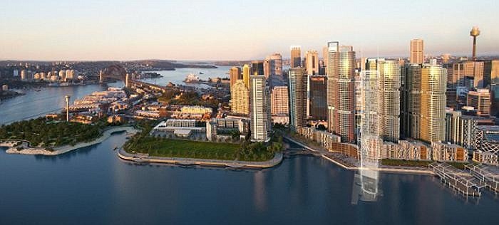 Hình ảnh ấn tượng về Casino Crown mới mở tại Barangaroo tại trung tâm Sydney.