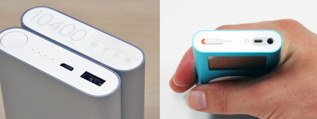 Máy nghe nhạc Powerbank và iPod Mini.