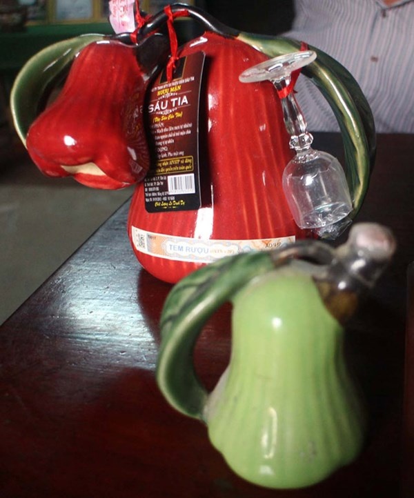 Bình đựng rượu mận độc đáo do lão nông sáng tạo ra.