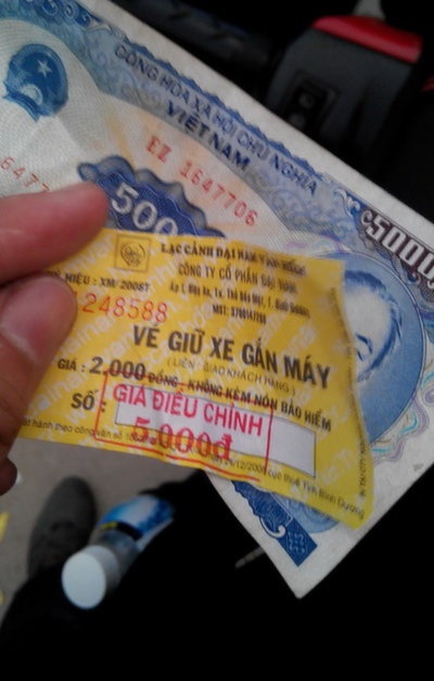 Vé giữ xe được điều chỉnh tăng lên thành 5.000đồng/lượt.