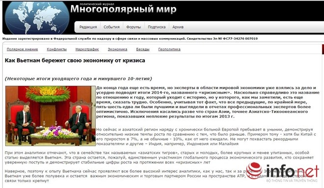 Bài viết về kinh tế Việt Nam đăng trên tạp chí chính trị 