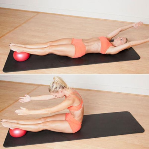 Pilates lăn bóng là một phương pháp hay giúp giảm mỡ bụng. Ảnh minh họa.