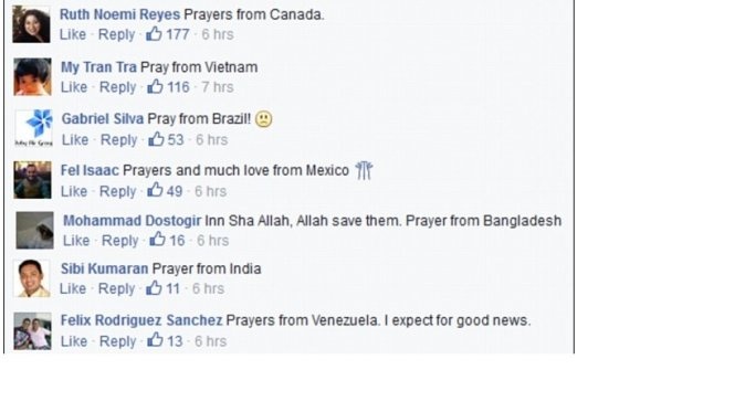 Những lời động viên và chia sẻ trên trang Facebook của AirAsia.