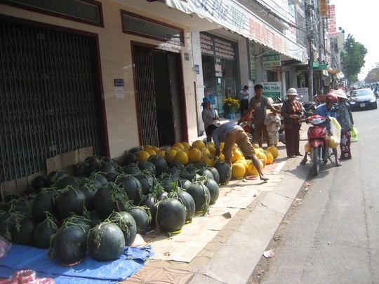 Nhiều điểm bán dưa Tết bắt đầu thấy lo.