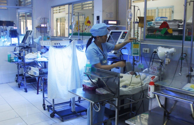 Bên trong khu vực cấp cứu của trại nhi sơ sinh BVĐK Kiên Giang.