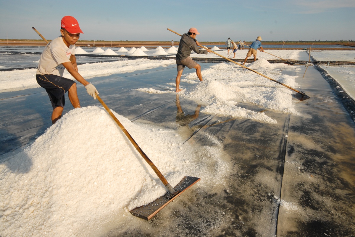 Sự cực khổ của diêm dân mang lại cho họ thu nhập không đáng kể. Ảnh: Ngọc Trinh.