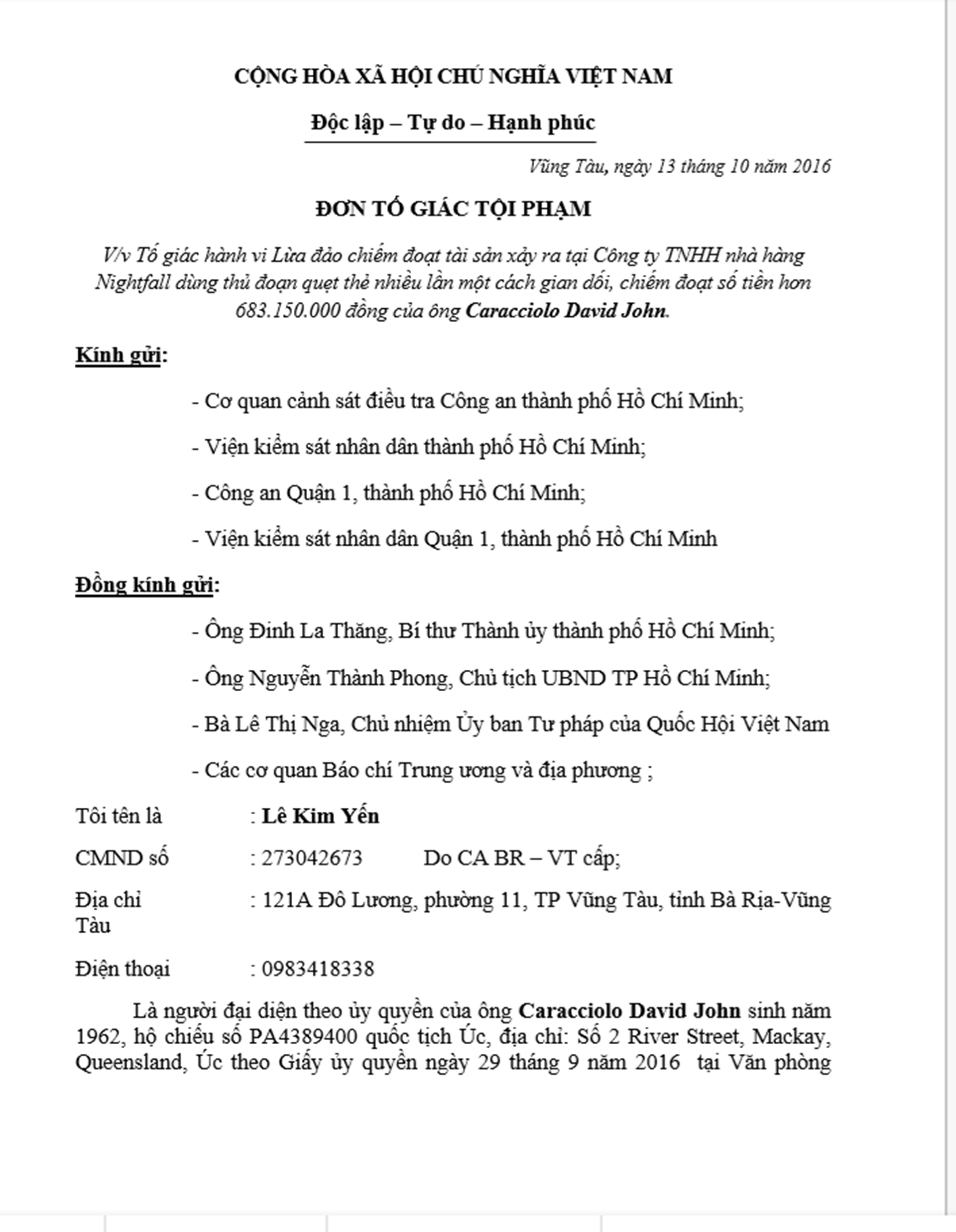 gửi đơn tố giác vụ quẹt thẻ mất gần 700 triệu ảnh 1 gui don to giac vu quet the mat gan 700 trieu anh 1