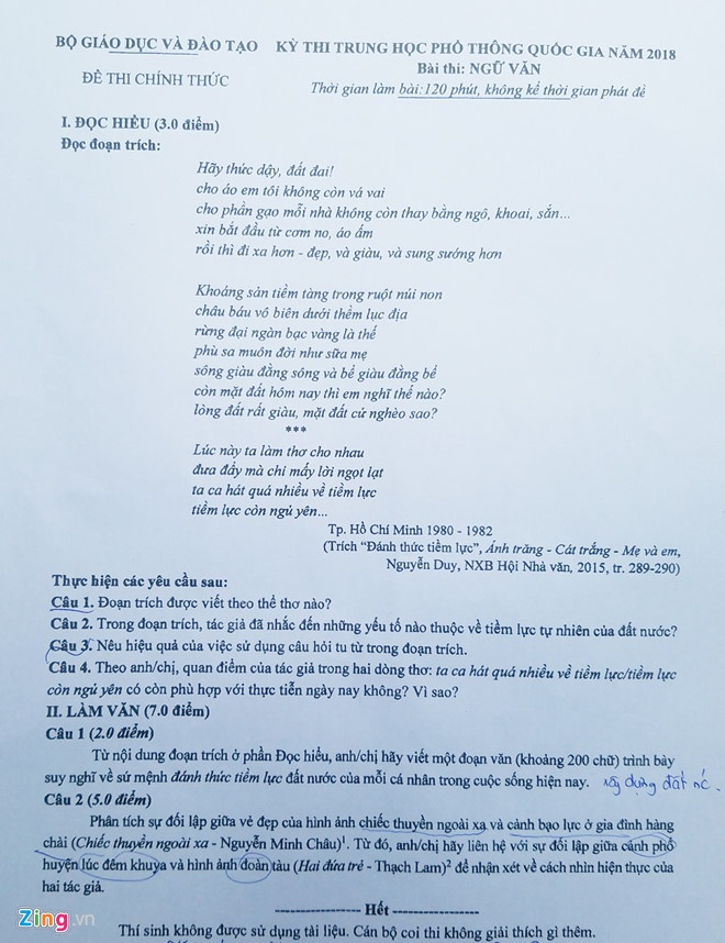 đề thi Văn THPT quốc gia 2018 ảnh 1 de thi Van THPT quoc gia 2018 anh 1