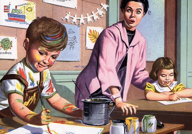 Hinh anh thu vi ve hoc sinh the ky truoc qua goc nhin hoa si hinh anh