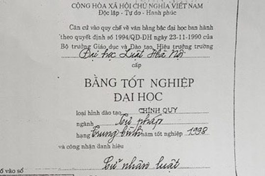 Thu hoi bang DH Luat cua nu tham phan dung bang THPT gia hinh anh