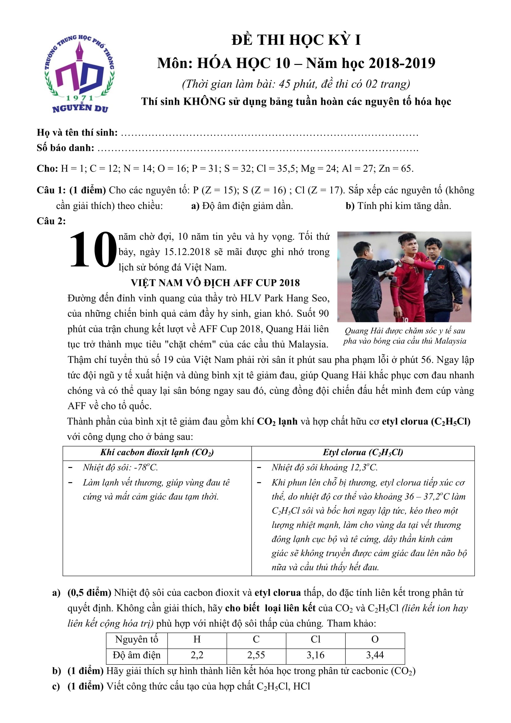 Quang Hải vào đề thi ảnh 1 Quang Hai vao de thi anh 1