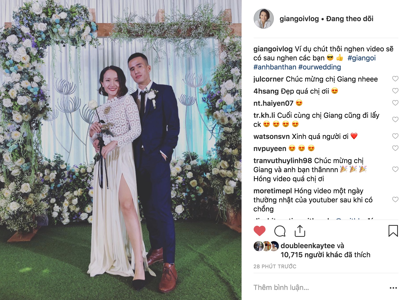 dam cuoi cua vlogger Giang Oi anh 1