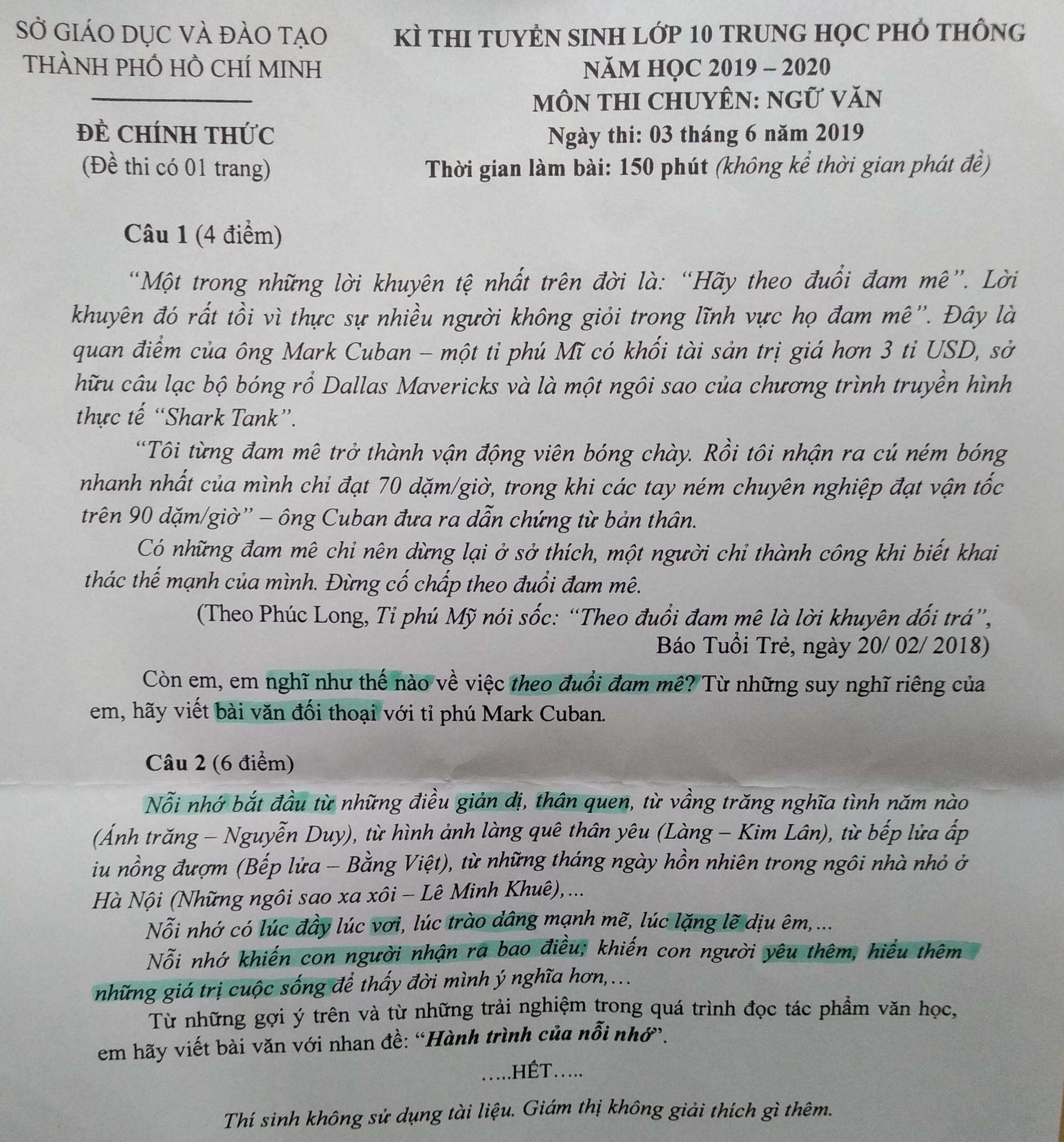 đề chuyên Văn lớp 10 TP.HCM ảnh 1 de chuyen Van lop 10 TP.HCM anh 1