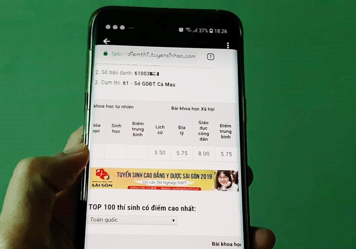 Xuat hien trang web gia cong bo diem thi THPT quoc gia 2019 hinh anh