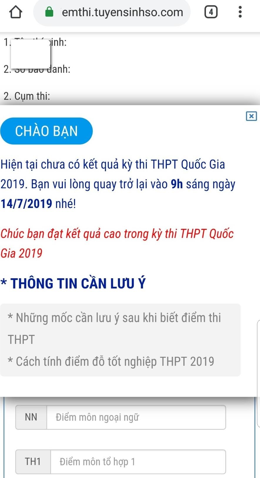 tra cứu điểm thi THPT quốc gia 2019 ảnh 2 tra cuu diem thi THPT quoc gia 2019 anh 2