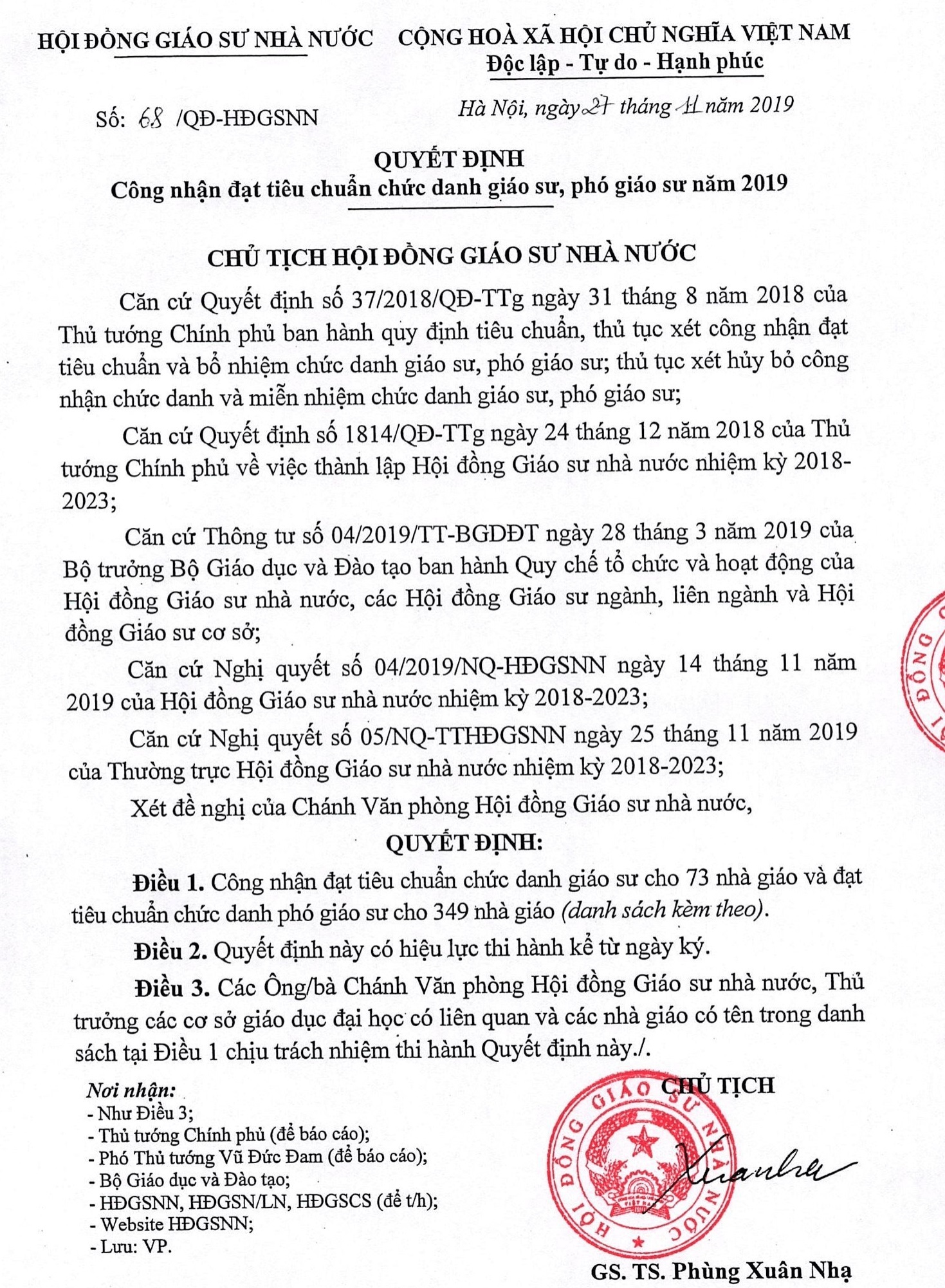 công nhận giáo sư 2019 ảnh 1 cong nhan giao su 2019 anh 1