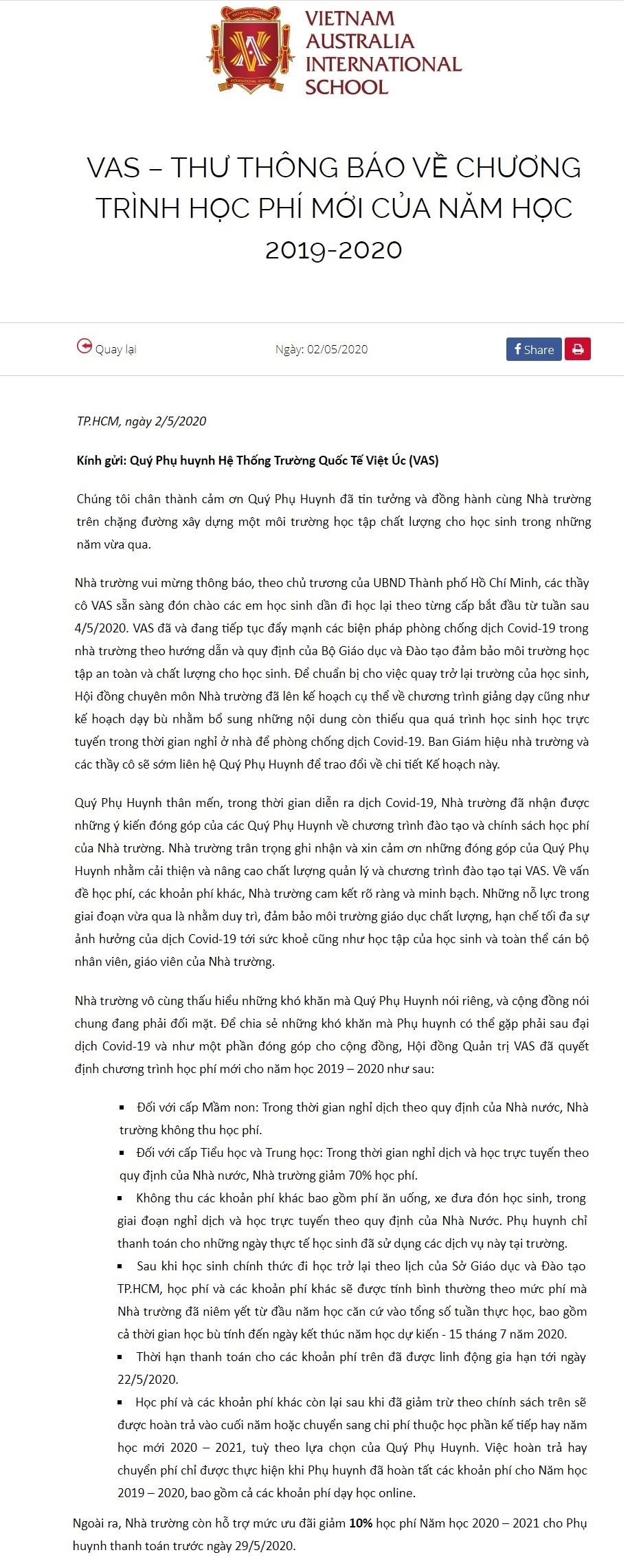 hoc phi truong Viet Uc anh 1