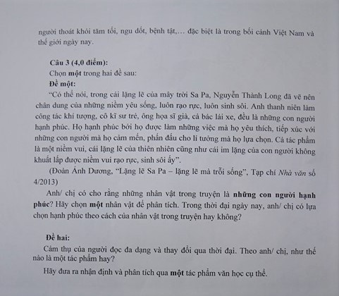 đề văn vào lớp 10 phổ thông năng khiếu ảnh 2 de van vao lop 10 pho thong nang khieu anh 2