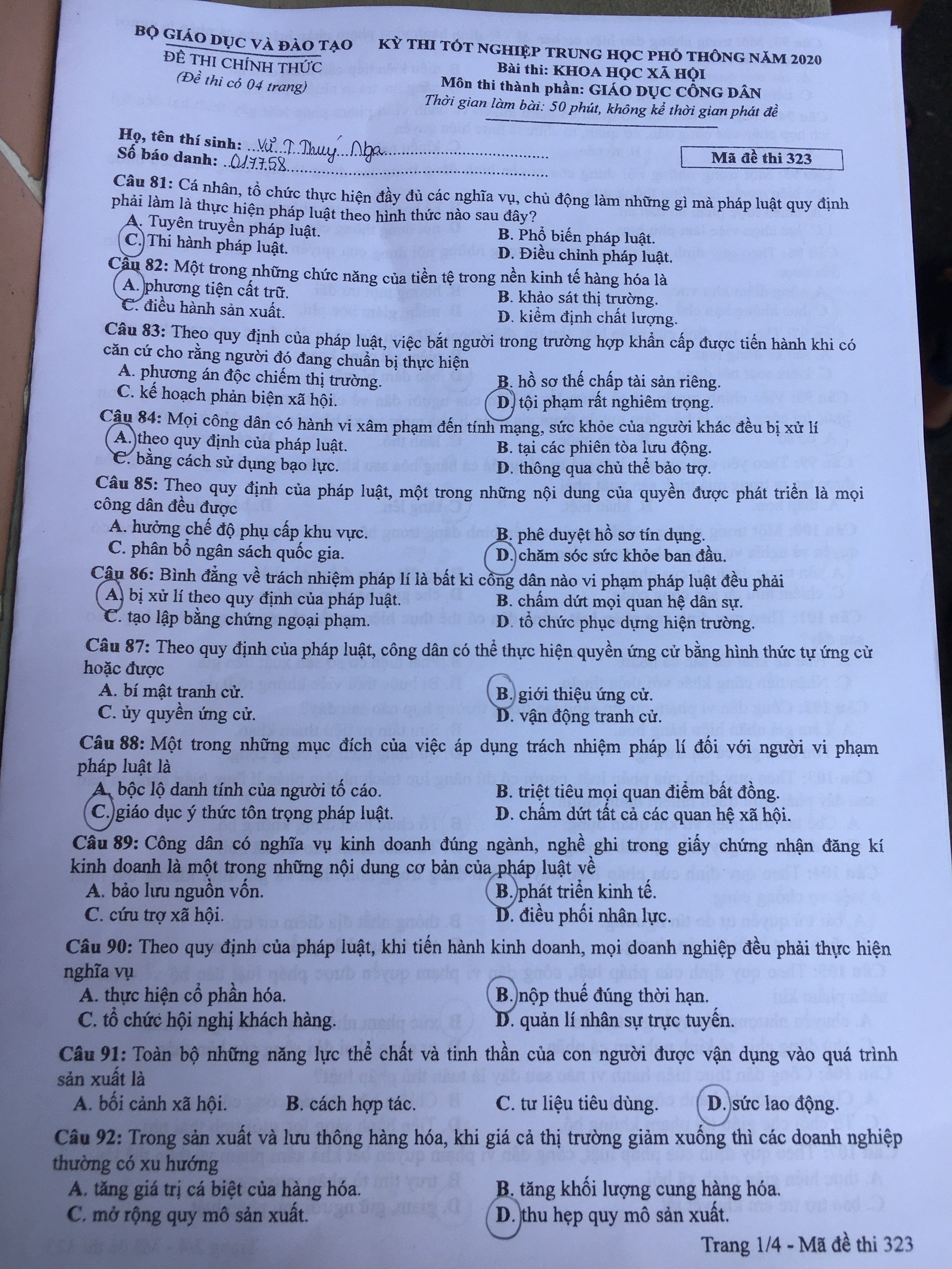 dap an giao duc cong dan anh 2