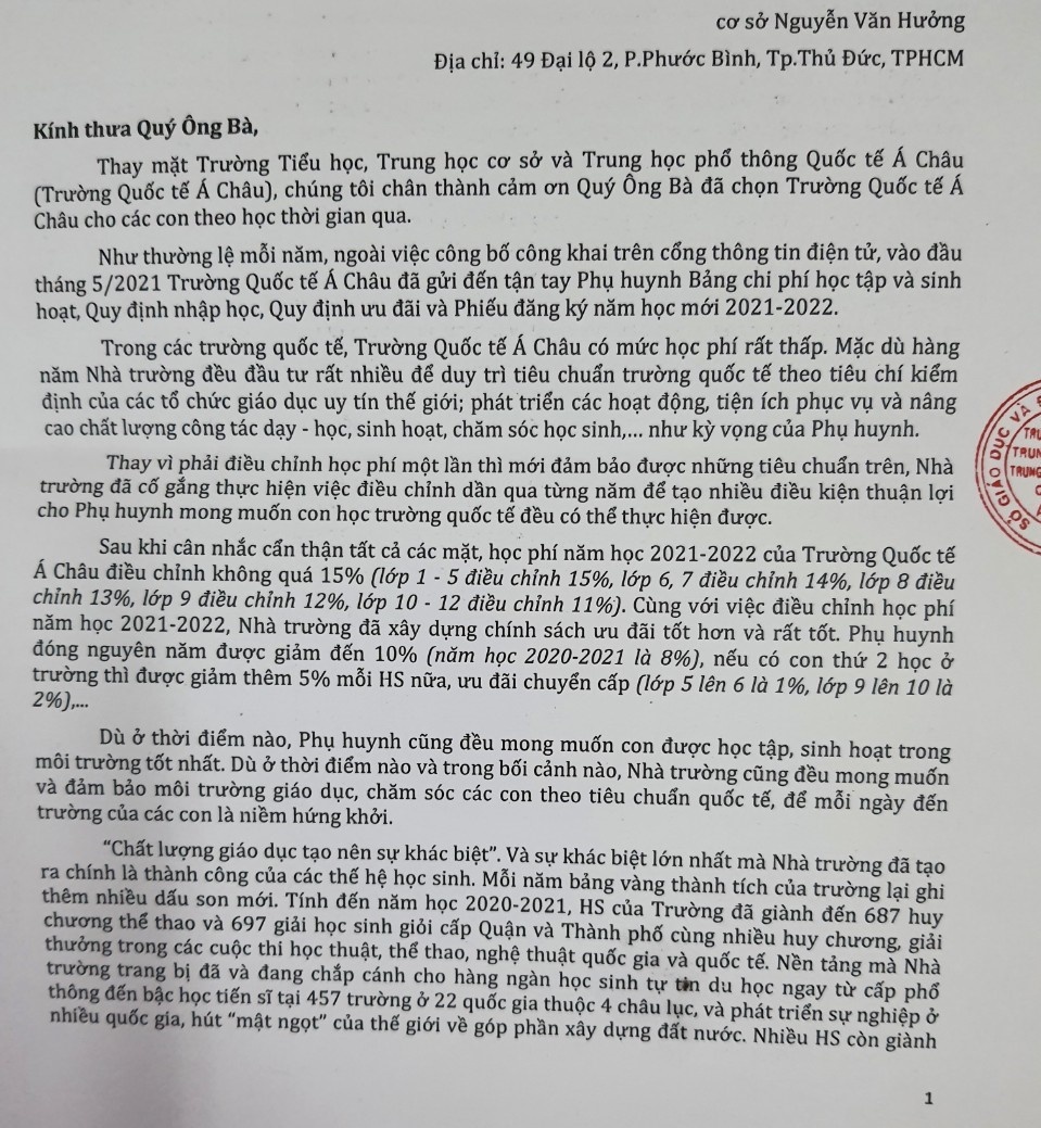 trường quốc tế Á Châu từ chối học sinh ảnh 1 truong quoc te A Chau tu choi hoc sinh anh 1