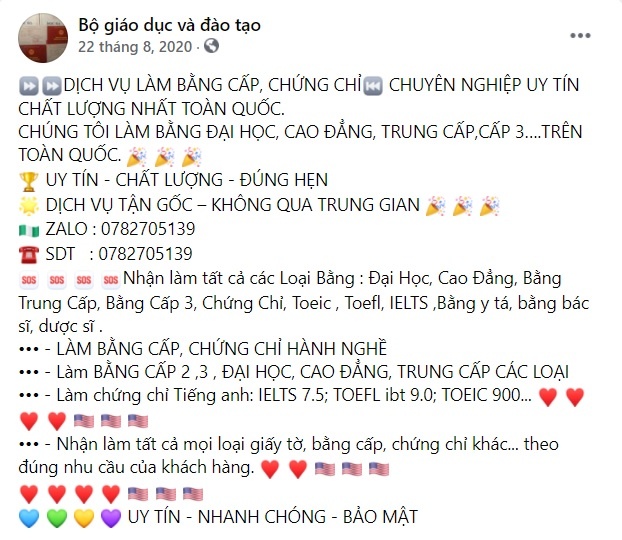 cảnh báo giả mạo Bộ GD&ĐT  ảnh 1 canh bao gia mao Bo GD&DT anh 1